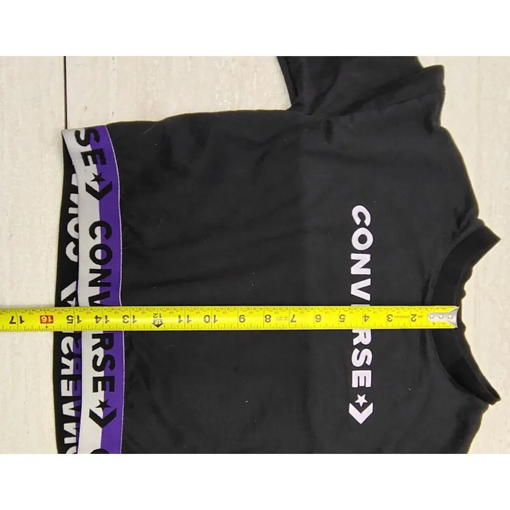 Converse Wordmark Black Crew Sweat Shirt Size L 12-13yrs Girl's‎ Crop